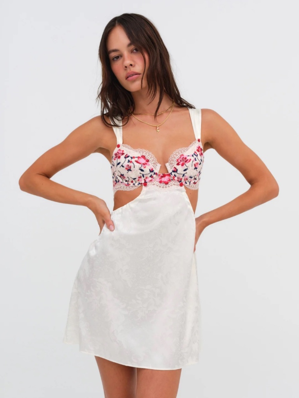 For Love and Lemons Festival Rose Slip Mini Dress XXS